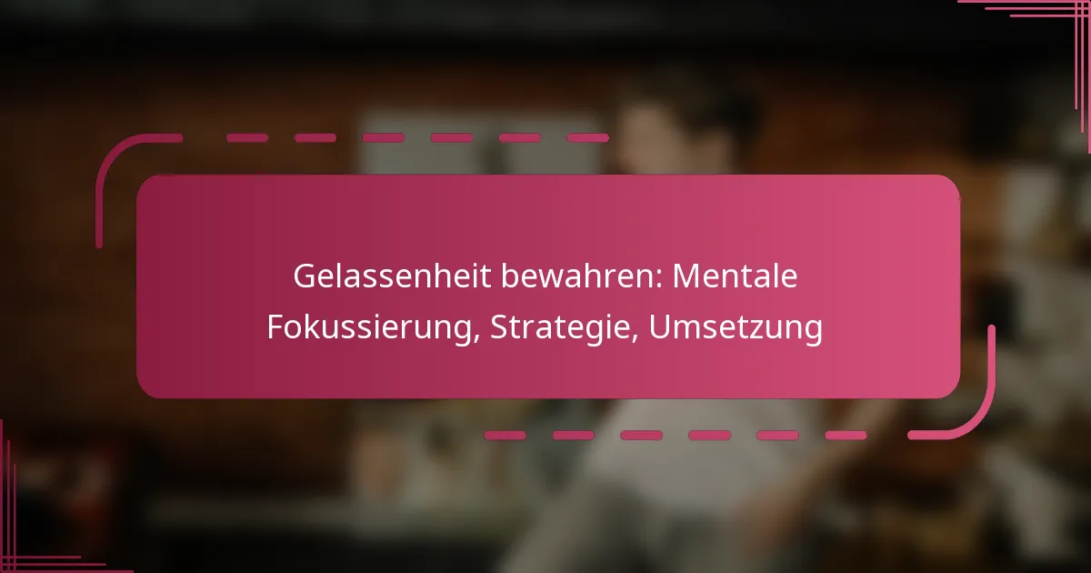 Gelassenheit bewahren: Mentale Fokussierung, Strategie, Umsetzung