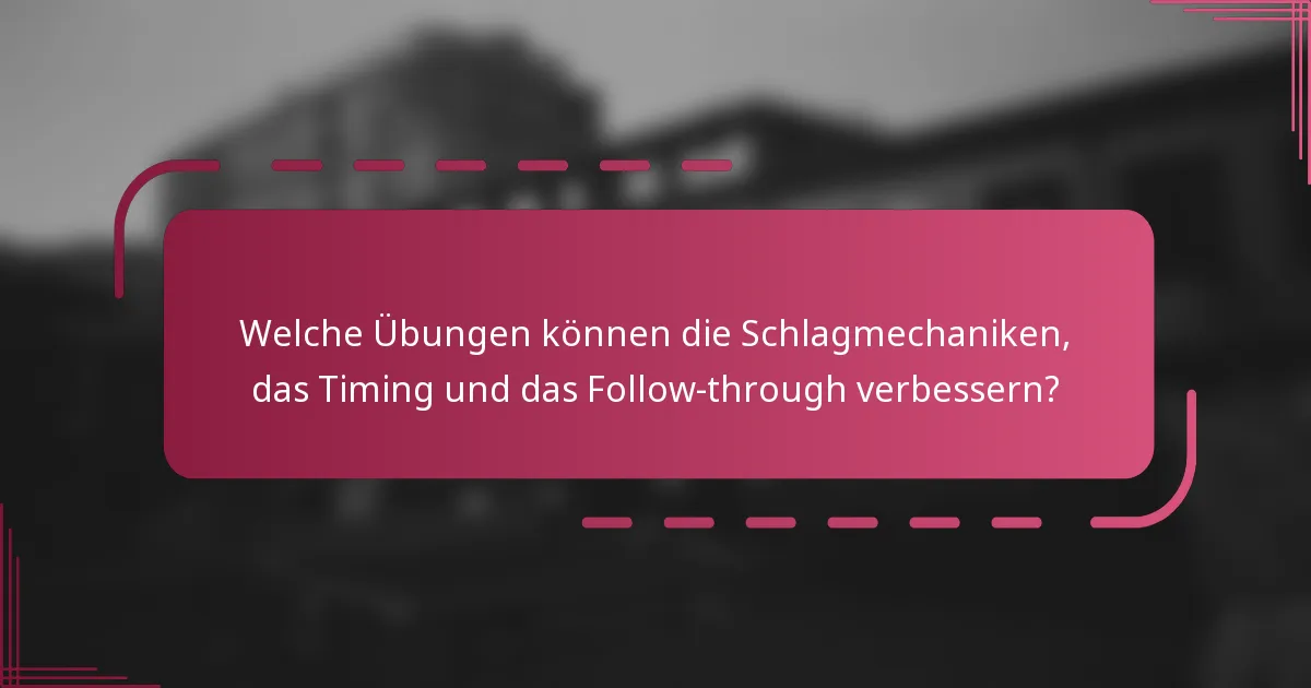 Welche Übungen können die Schlagmechaniken, das Timing und das Follow-through verbessern?